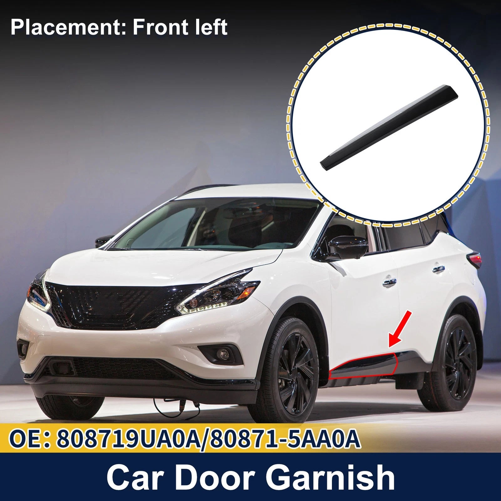 Door Side Lower Trim Front Left No. 808719UA0A for Nissan Murano (2015–2021)