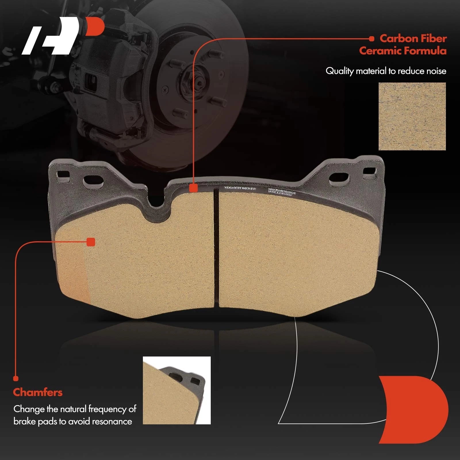 Set of 4 Front Ceramic Brake Pads for Chevy Camaro Corvette (2021–2023)