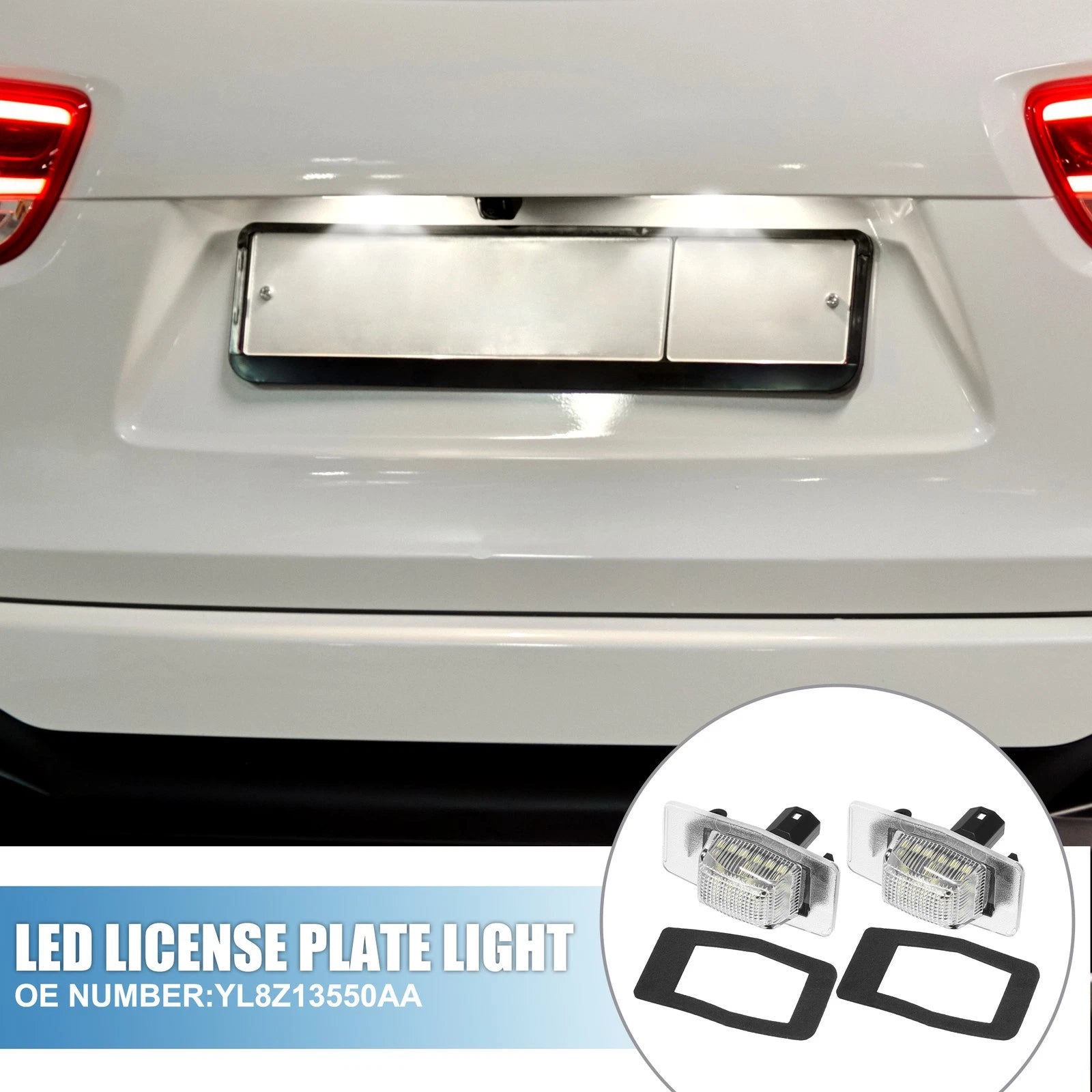 2Pcs LED License Plate Light Assembly No.YL8Z13550AA for Mazda MX-5 (1998–2005)