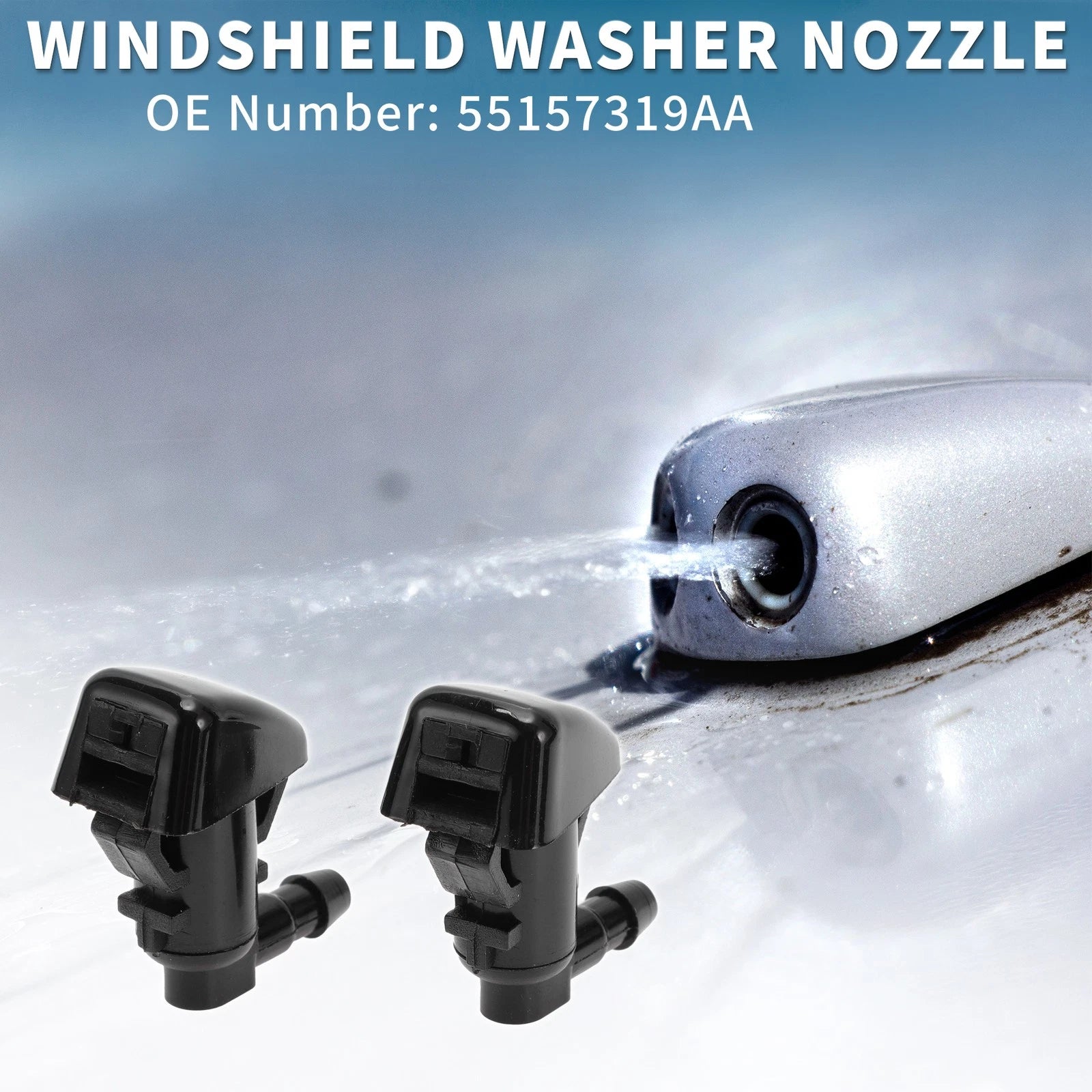Set of 2 Front Windshield Washer Nozzles No. 55157319AA for Jeep Grand Cherokee (2011–2021)