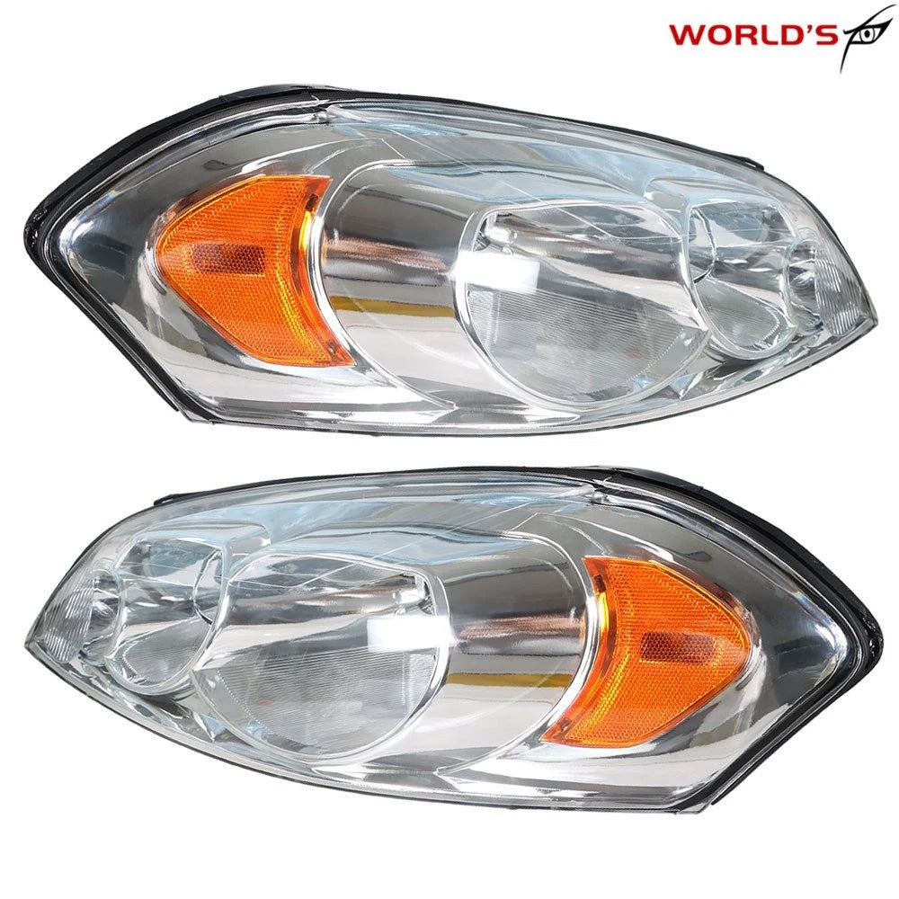 Set of 2 Chrome Headlights for Chevrolet Impala Monte Carlo (2006–2013)