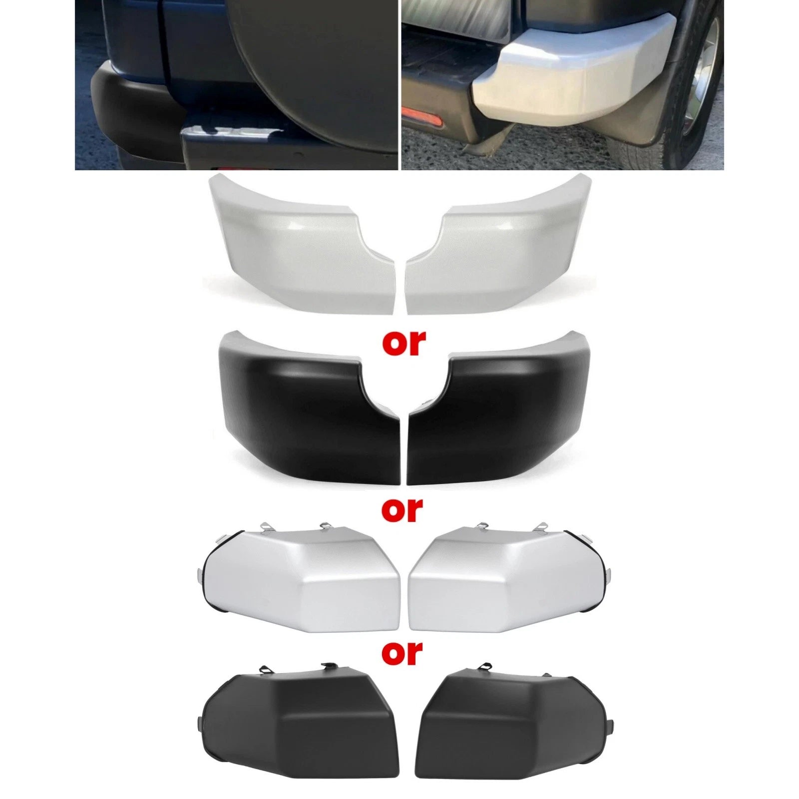 Set of 2 Rear/Front Corner Bumper End Cap Pads for Toyota FJ Cruiser (2007–2014)