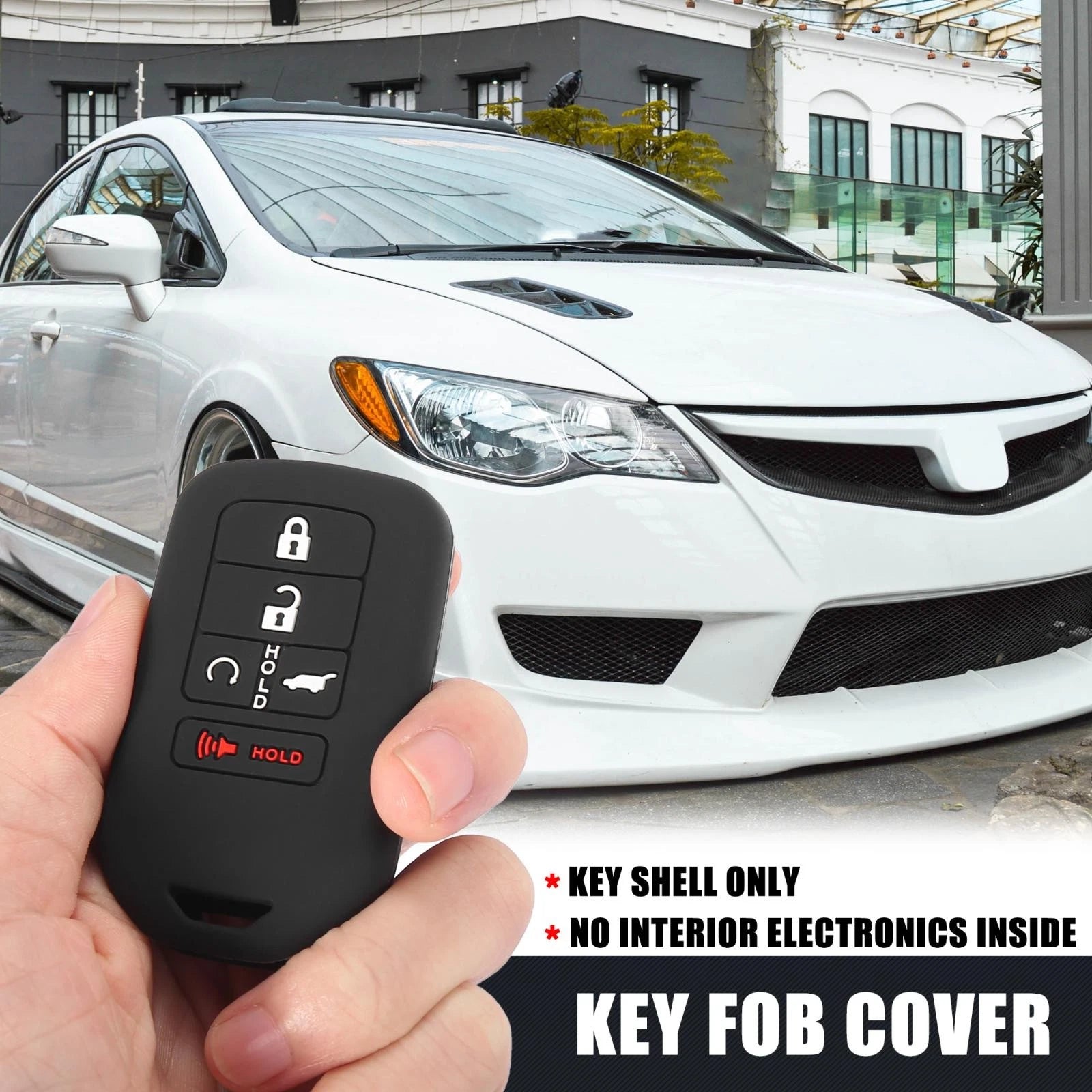 Car Key Fob Cover 5 Button for Honda Accord Civic CR-V (2010–2023)