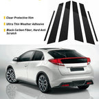 Set of 6 Carbon Glossy Fiber Pillar Post Window Door Covers for Honda Civic (2006–2011)