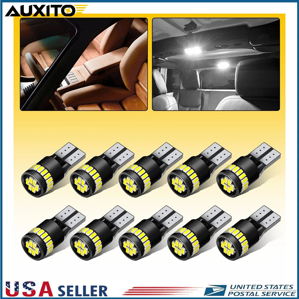 10x T10 194 LED Light Bulbs for Various Vehicles (YYYY–YYYY)