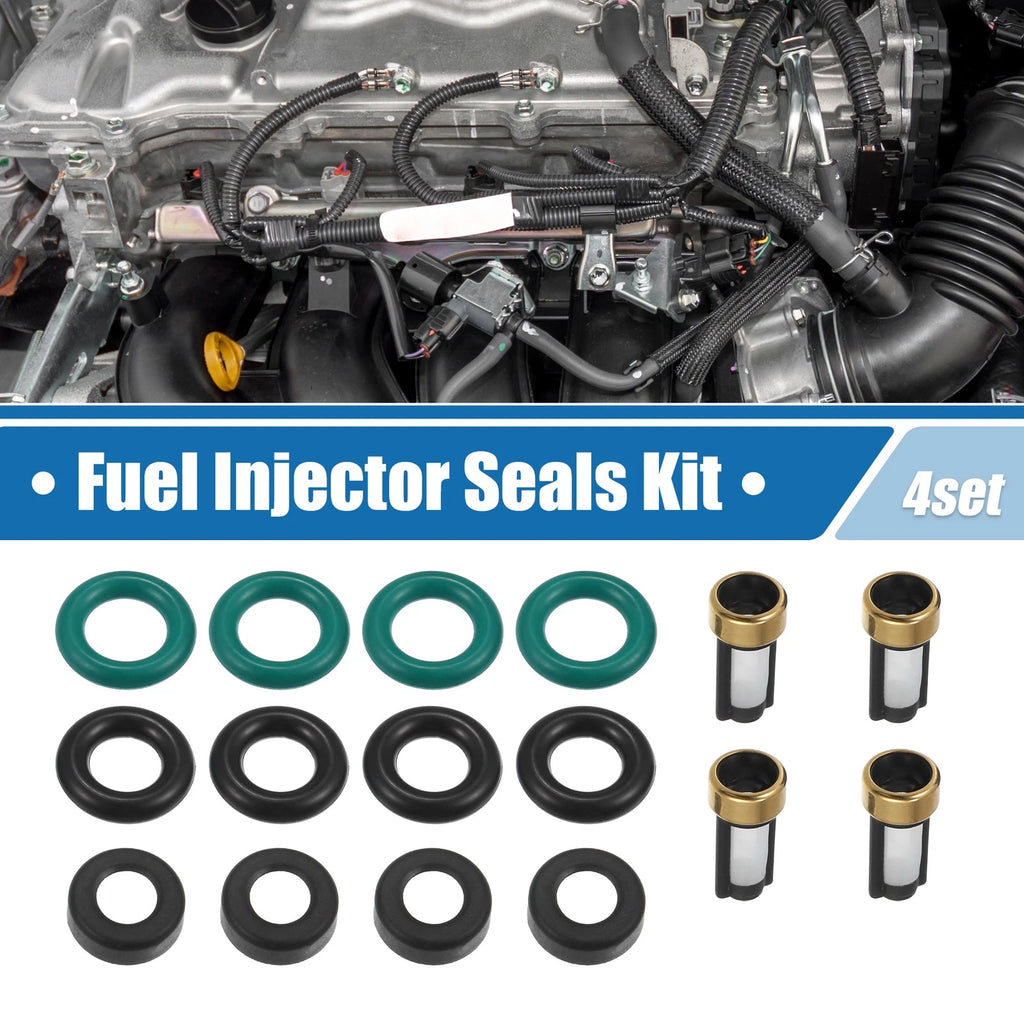 Set of 4 Fuel Injector O Rings Seals with Micro Filters for Honda Civic 