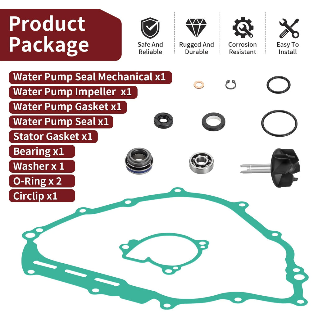 Water Pump Rebuild Kit & Impeller Shaft for Yamaha Rhino 700 (2008–2013)