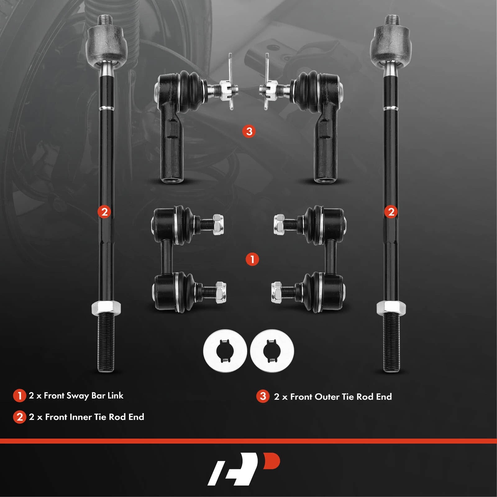 6x Front Sway Bar Link and Tie Rod End for Toyota RAV4 (1996–2000)