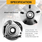 Pair Front Wheel Hub Bearings for Dodge Ram 1500 (2006–2009) W/ ABS 5Lug