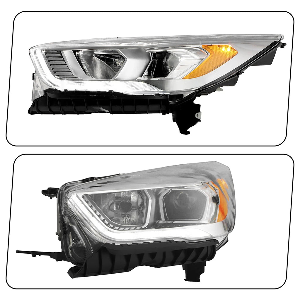 Halogen Headlight for Ford Escape (2017–2019) w/LED DRL Chrome, Left Side
