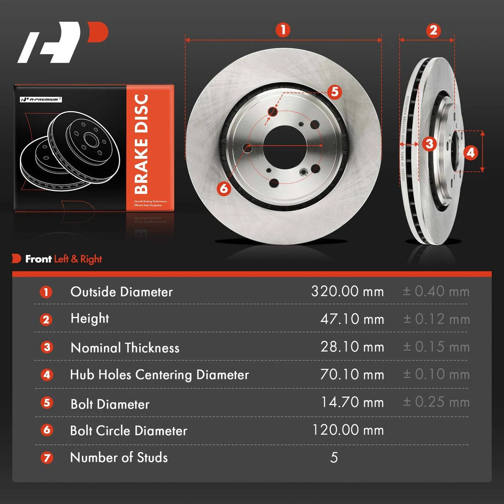 Front Disc Brake Rotors for Honda Pilot (2016–2022) Odyssey (2015–2023)