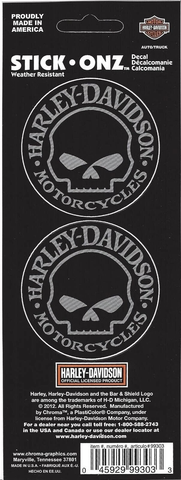 Willie G. Skull Decals for Harley Davidson (C99303)