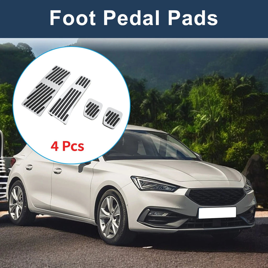 Set of 4 Foot Accelerator Pedal Covers for Mazda 3 (2020) Silver Tone