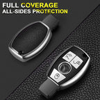 Key Fob Shell Cover Case for Mercedes-Benz (TPU Leather Red) (-)