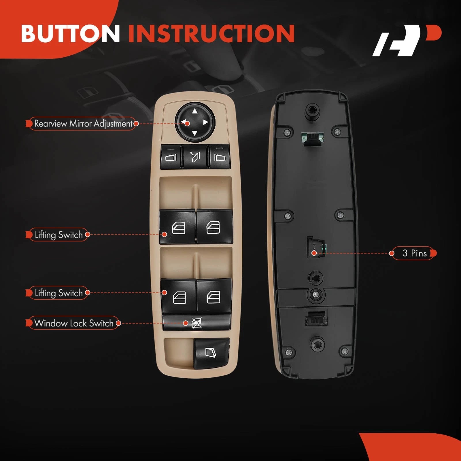 Power Window Switch for Mercedes-Benz GL450 GL320 R350 R320 (2007–2012)