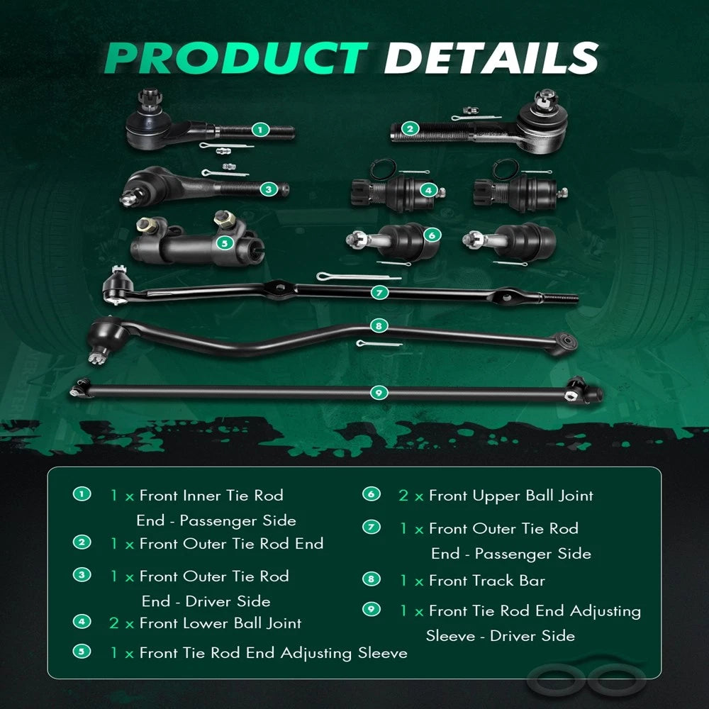 11pc Front Sway Bars Tie Rods Ball Joints Kit for Jeep Grand Cherokee (1993–1998)
