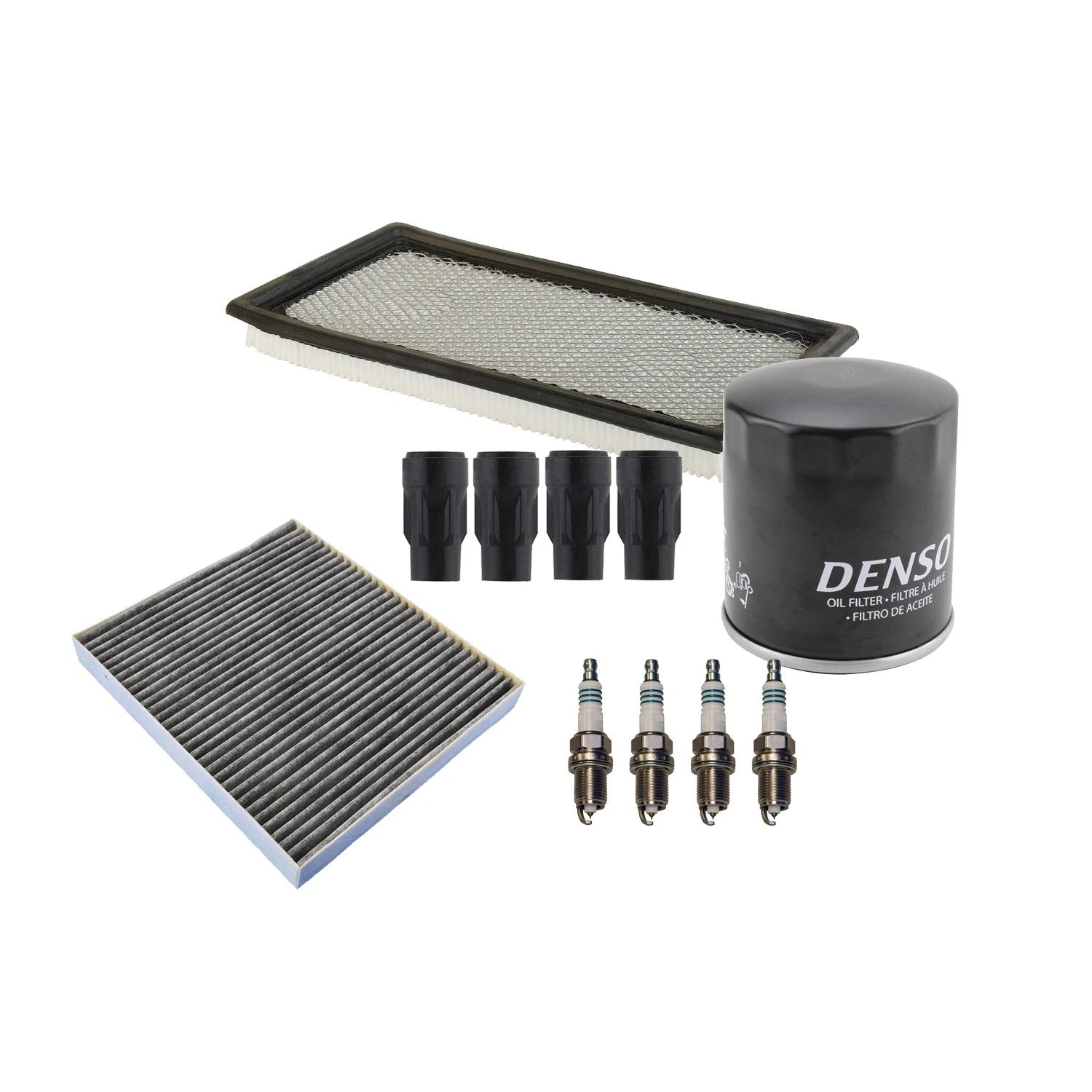 Tune Up Kit 4 Spark Plugs & Boots for Dodge Caliber, Compass, Patriot (2007–2017)