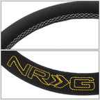 NRG 36cm Silver Spoke Leather Grip Steering Wheel for Universal Fit (2010–2023)