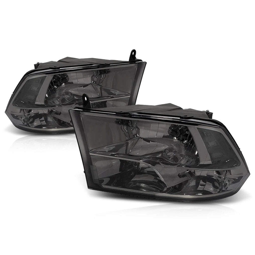 Smoked Lens Clear Side Corner Quad Headlight Set for Dodge RAM Pickup (2009–2018)