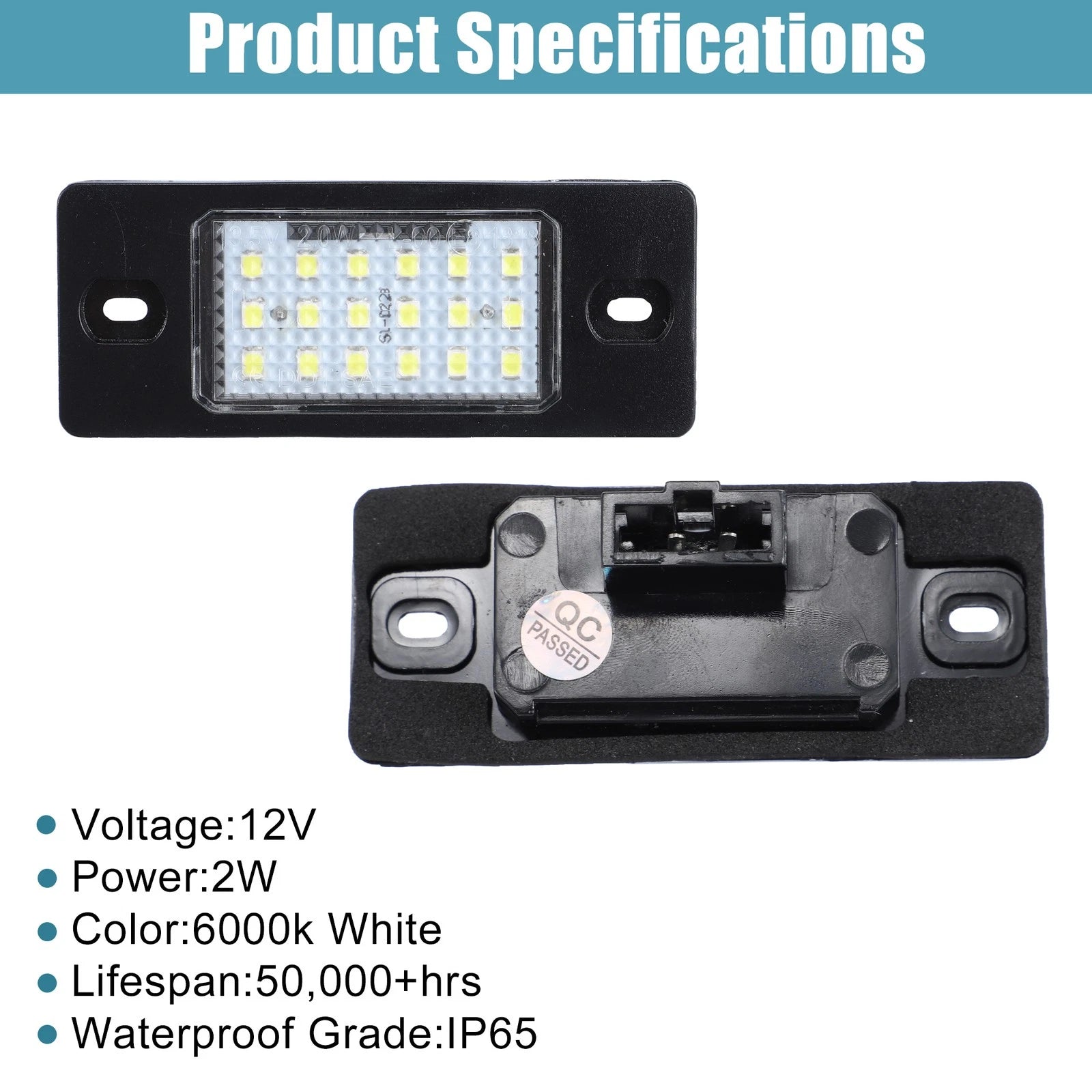 2X LED License Plate Light for VW Jetta  - Includes LED Decoders