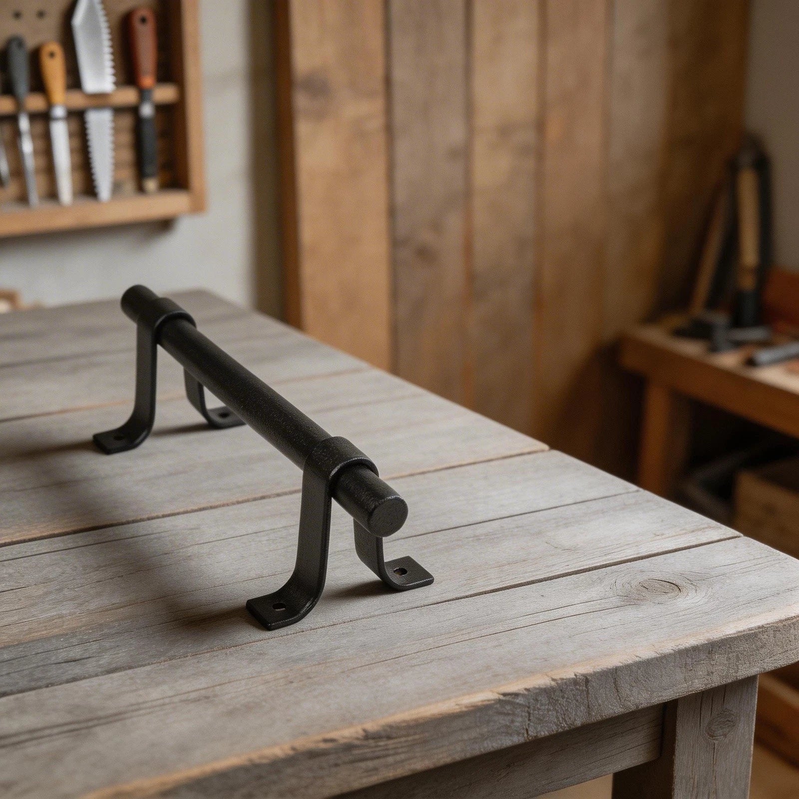 Barn Door Handle for Sliding Door (Carbon Steel, Black Finish)