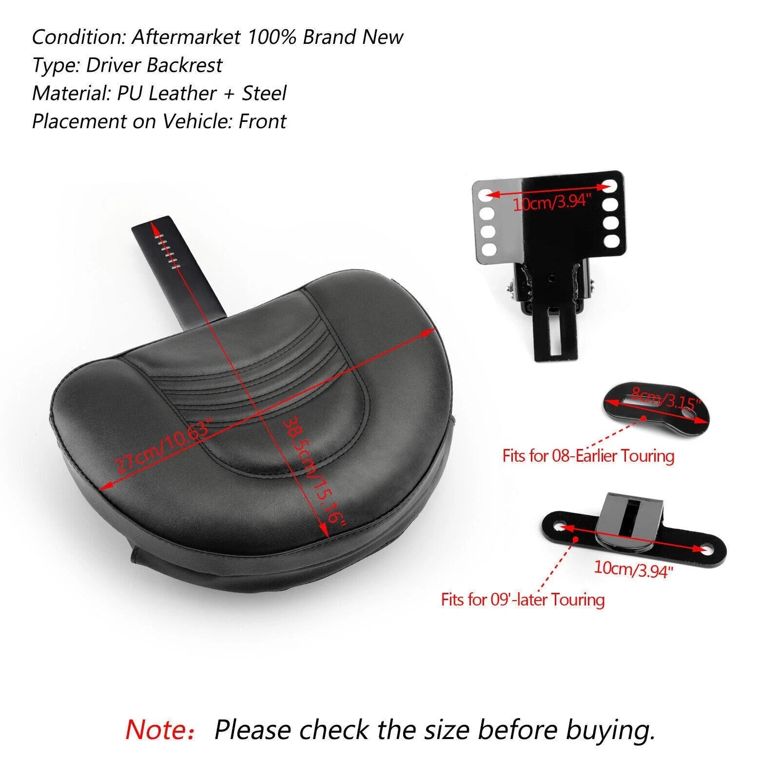 Backrest Kit for Harley Touring Road Electra Street (1997–2018)