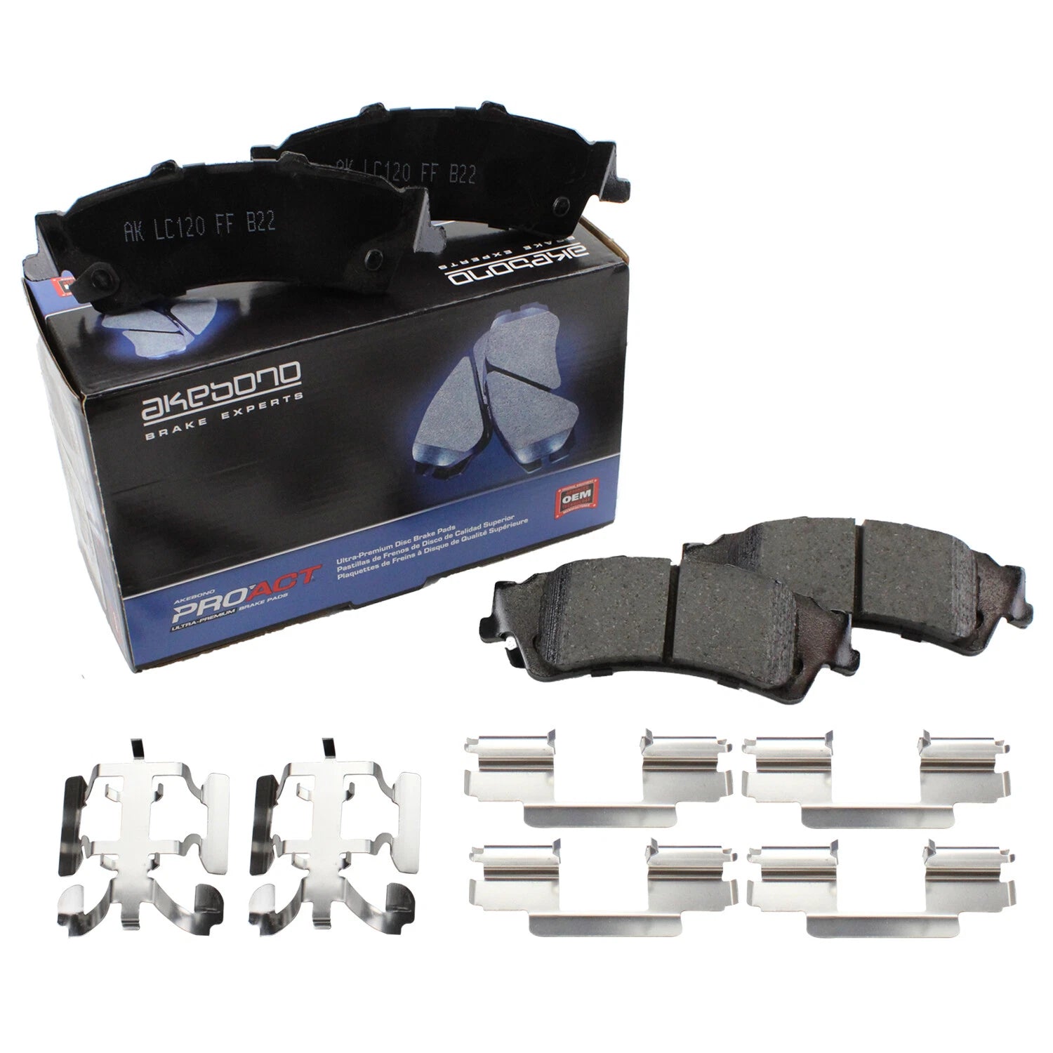 Set of 4 Akebono ProACT Rear Ceramic Brake Pads for Cadillac DTS (2006–2011)