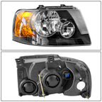 Set of 2 Headlight Assemblies Black for Ford Expedition (2003-2006)