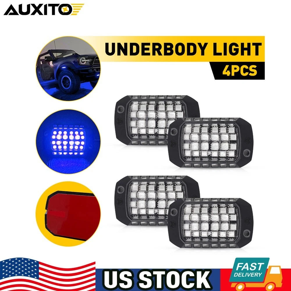 4 Pods Blue LED Rock Lights for Jeep (Off-Road Truck ATV)