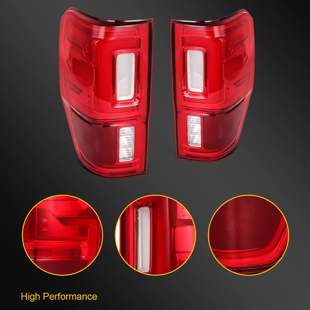2Pcs Full LED Tail Light Assembly with Blind Spot for Ford Ranger (2019–2023)