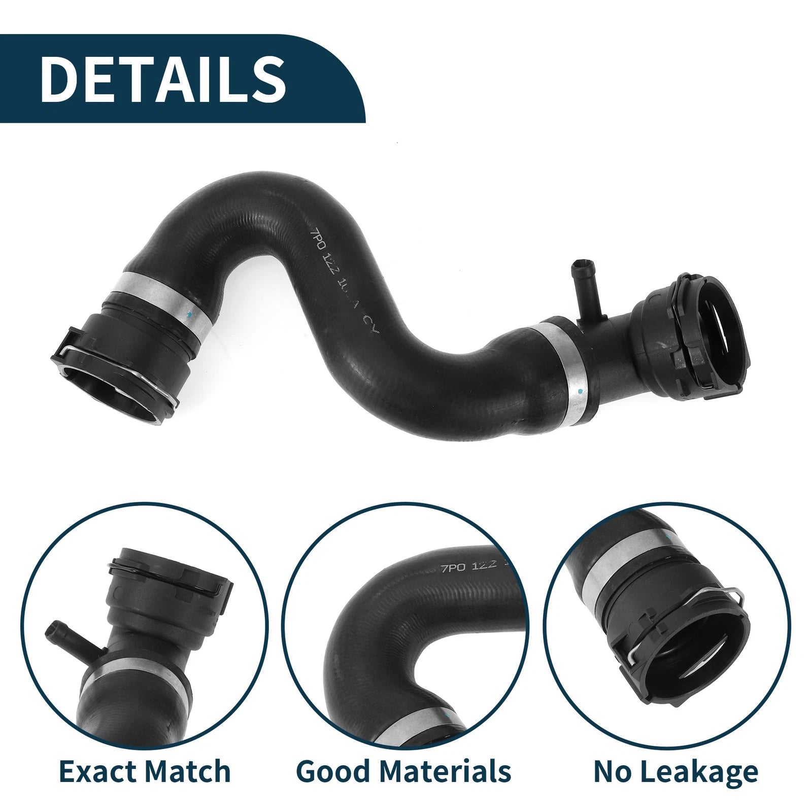 Radiator Hose Water Pipe for Volkswagen Touareg 3.0L (2011–2015) Rubber Black