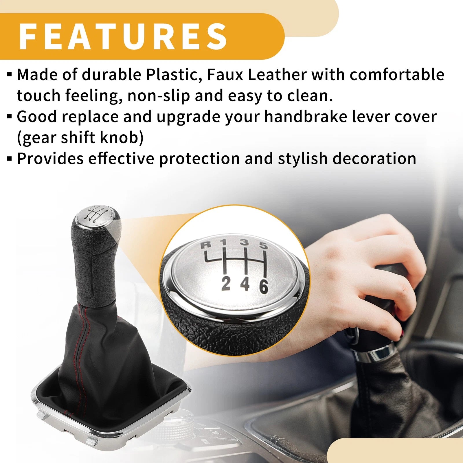 6 Speed Gear Shifter Knob with Cover for VW Polo (2014–2017)