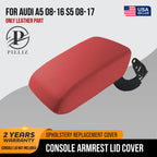 Leather Console Lid Armrest Cover for Audi A5 S5 (2008–2017) Red