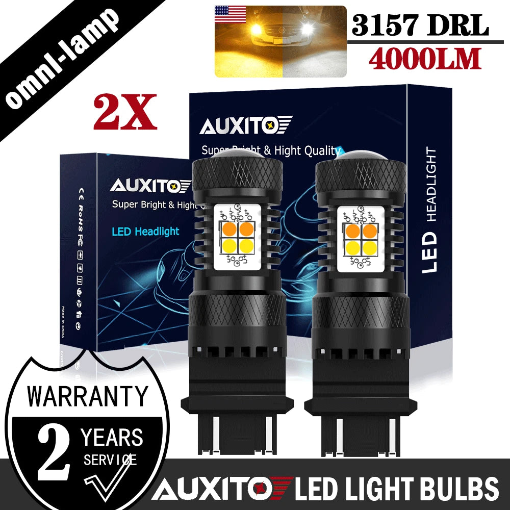 2X AUXITO 3157 LED Switchback Turn Signal Bulbs for [Make Model] (YYYY–YYYY)