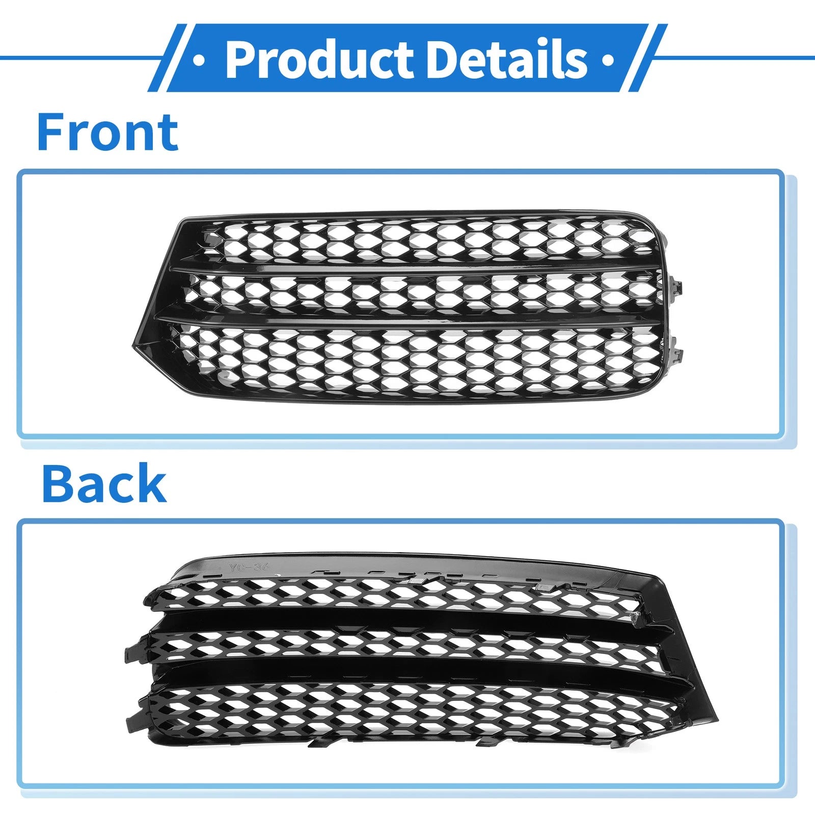 Fog Light Grill for Audi A1 (2010–2018) No. 8XA807681B Honeycomb Black