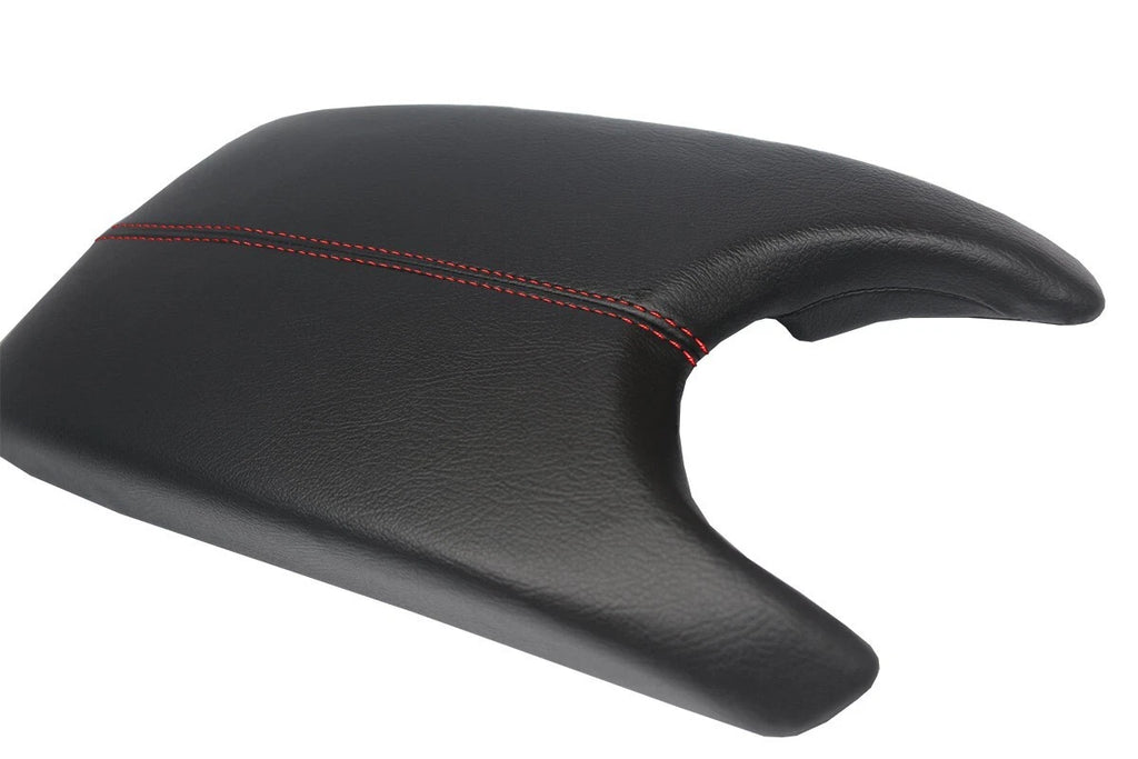 Leather Console Lid Armrest Cover for Cadillac ATS (2013–2019) Red Stitch