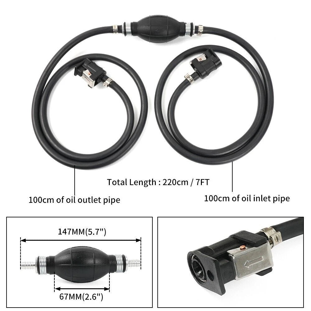 Set of 2 Marine Outboard Fuel Gas Hose Line Assembly with Primer Bulb
