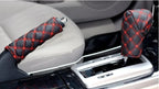 2 x Gear Shift And Handbrake Cover Set Red Wine Cloth for Manual Cars
