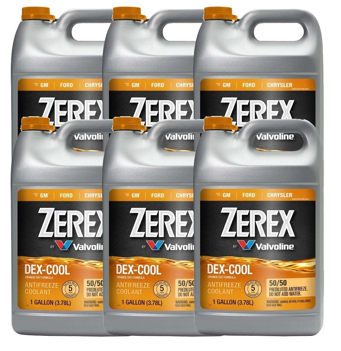 6 Gallons Zerex Coolant Antifreeze Orange Dex 50/50 (Prediluted)