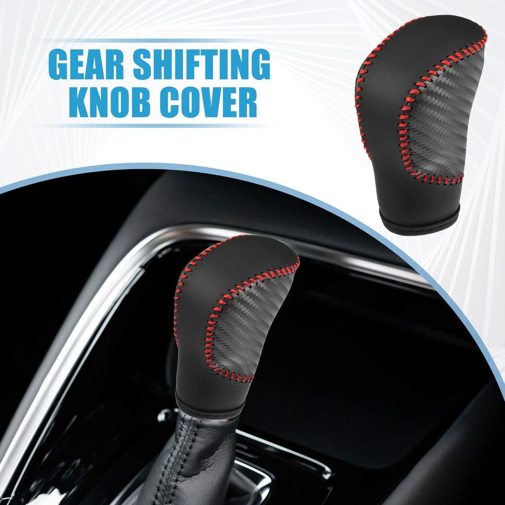 Gear Shifting Knob Cover Trim for Honda Accord (2018–2023) Carbon Fiber Black Red Stitches