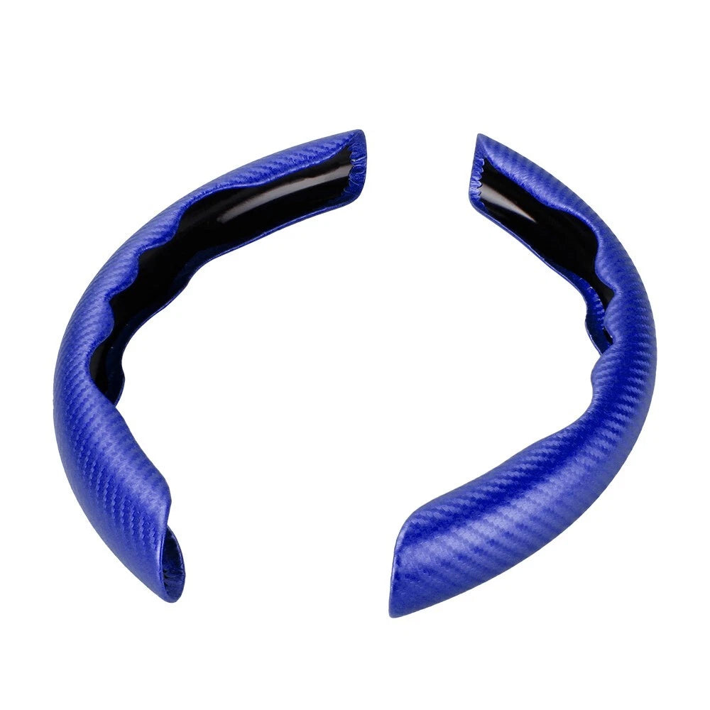 Blue Carbon Fiber Steering Wheel Booster Cover Non-Slip Universal