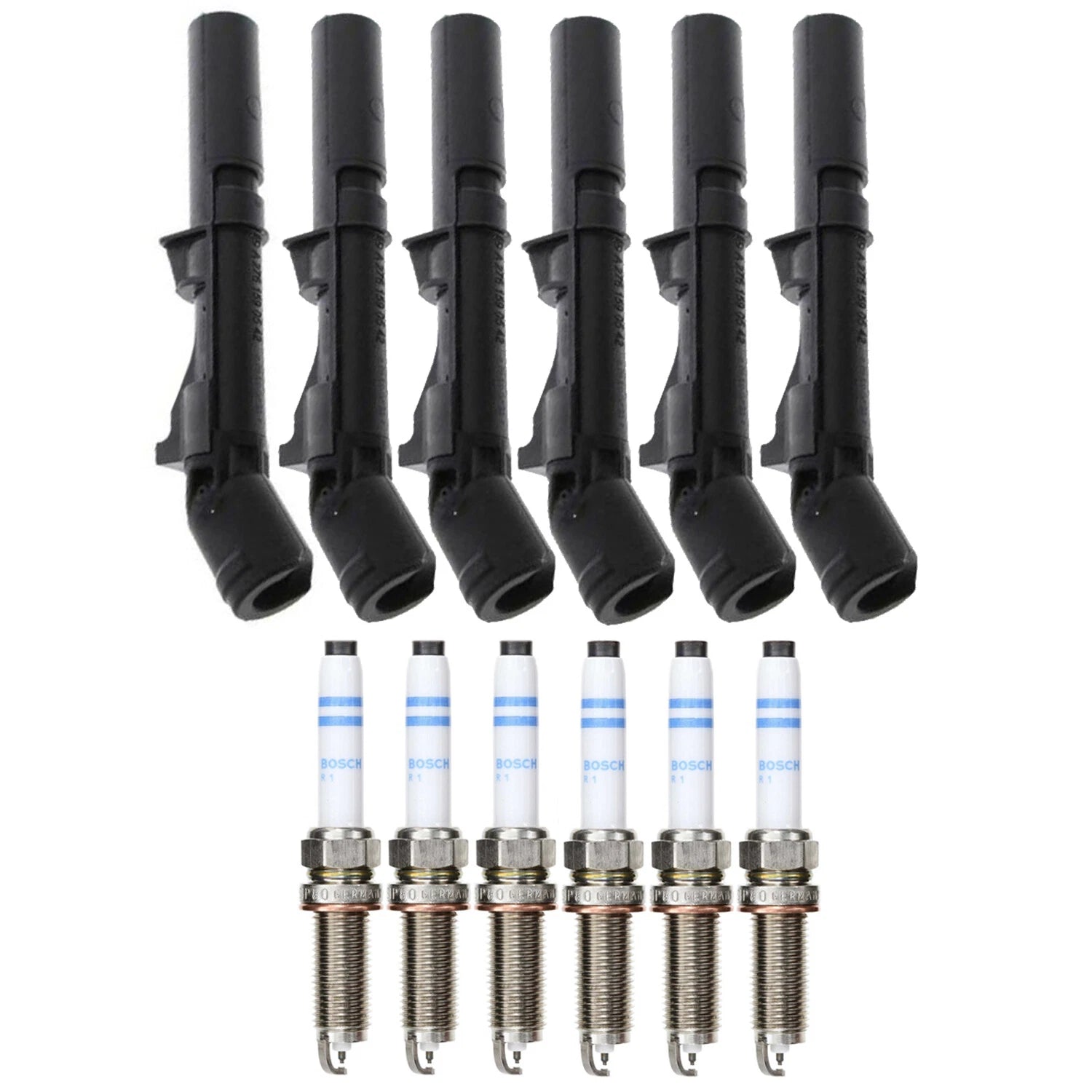Set of 6 Spark Plugs & 6 Ignition Coil Boots for W205 C218 W222 E400 S550e