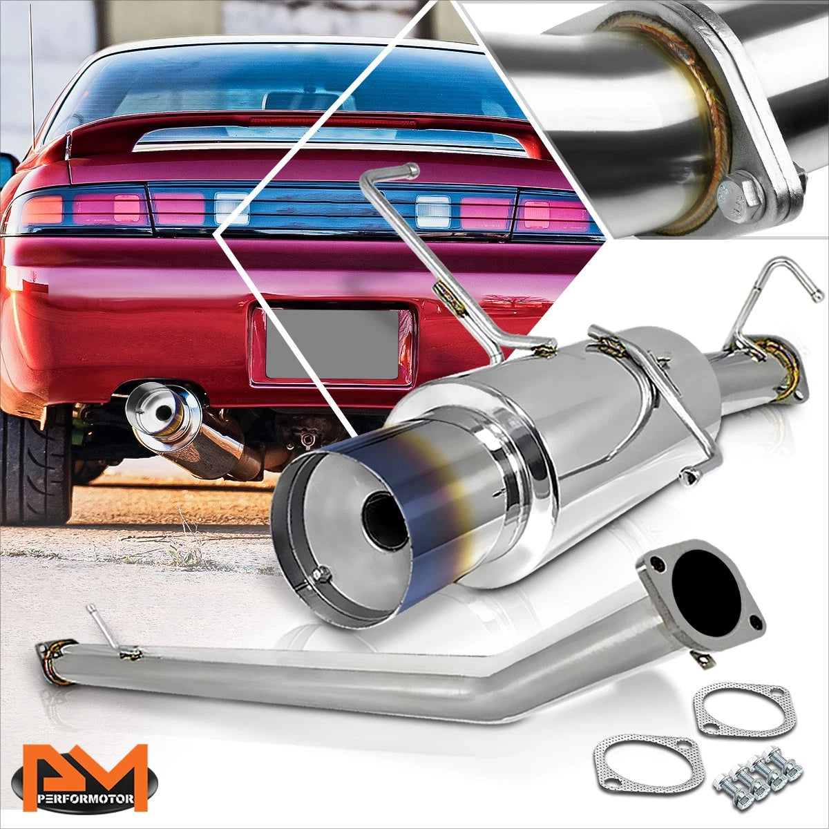 4.5" Burnt Tip Muffler Catback Exhaust Pipe for Nissan 240SX S14 (1995–1998)