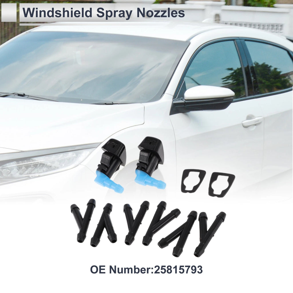 Set of 6 Windshield Washer Nozzles w/ Hose Connector for Ford (No. 25815793)