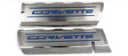 Fuel Rail Covers w/Dark Blue Solid Vinyl "CORVETTE" Inlay for 2014-2019 Corvette