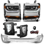 Chrome Amber Headlights & Fog Lights for Silverado 1500 (2016–2018)