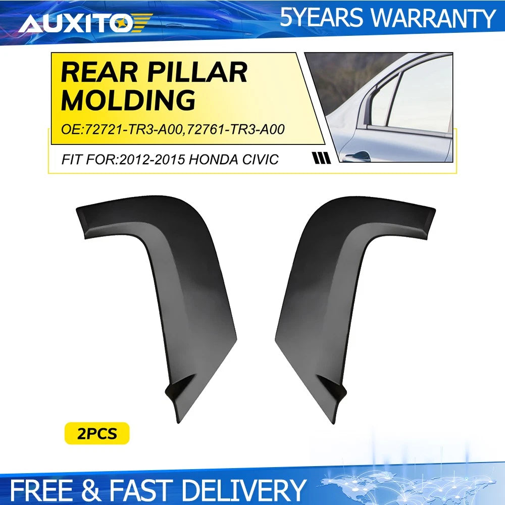 Set of 2 Rear Pillar Trim Molding for Honda Civic (2012–2015)