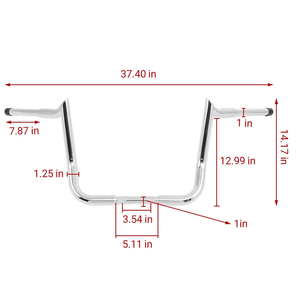 12" Chrome Meathook Ape Hanger Handlebar for Harley Touring Electra Street Glide