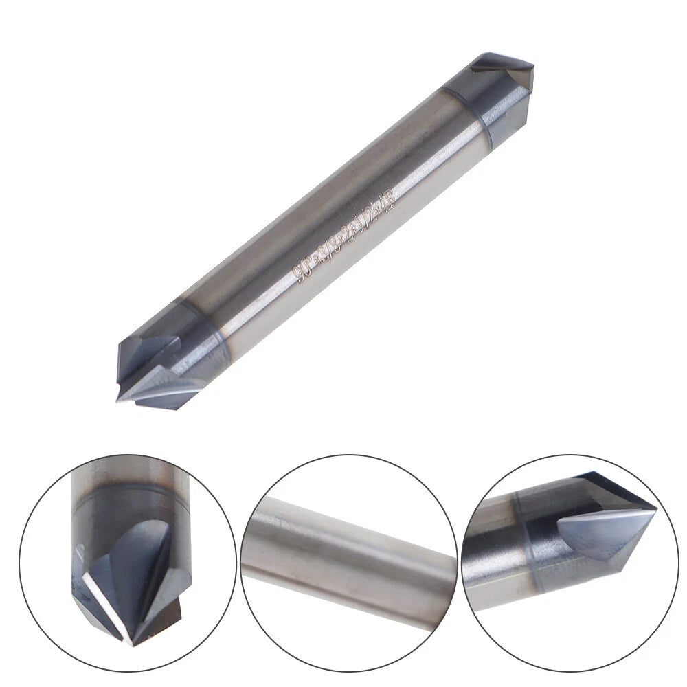 3/8" 4 Flute Carbide Chamfer Mill for Universal Use (Double End, Tialn Coated)