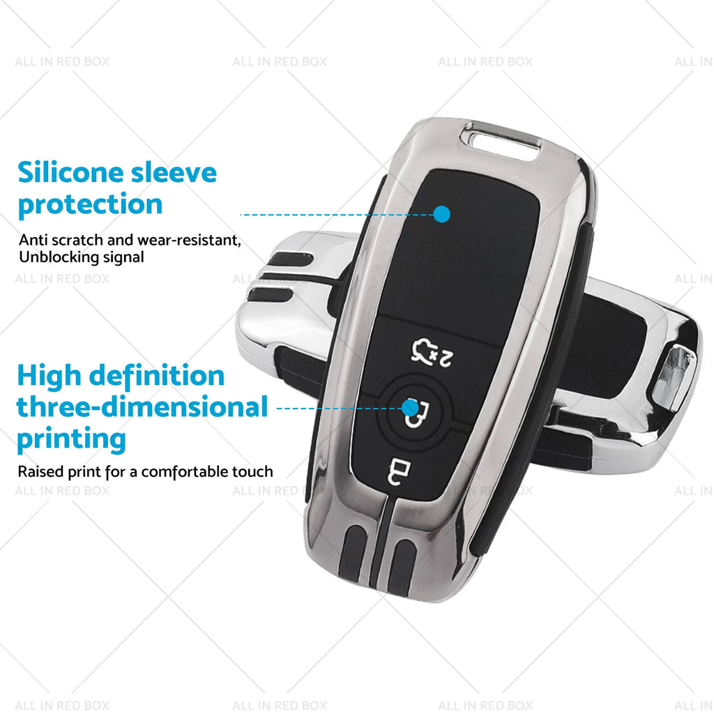 Zinc Alloy Remote Key Fob Cover for Ford Mustang, EcoSport, Edge, Explorer (2015–2023)